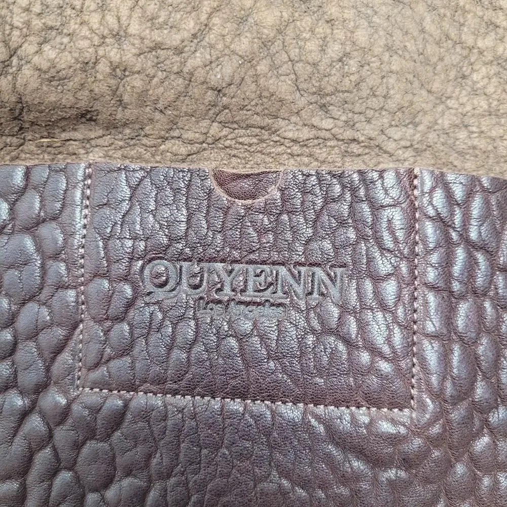 Quyenn Gia brown leather crossbody bag luxury minimalist flap gold studded LA